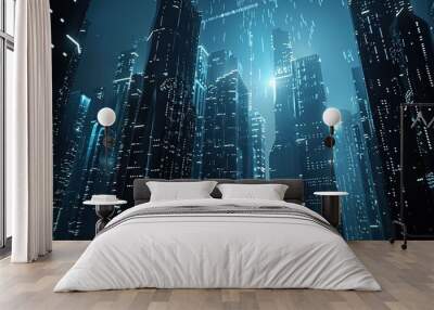 abstract street city buildings background wallpaper anime manga illustration lofi vibes Wall mural