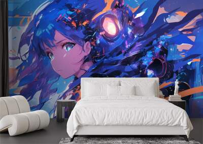 Futuristic Anime Mech Robot Character in Tech Inspired Manga Wallpaper Wall mural