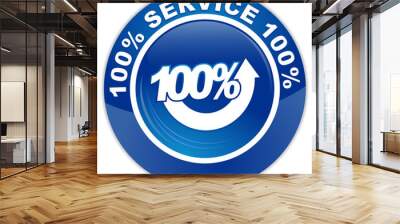 100 pour 100 service sur bouton rond bleu Wall mural