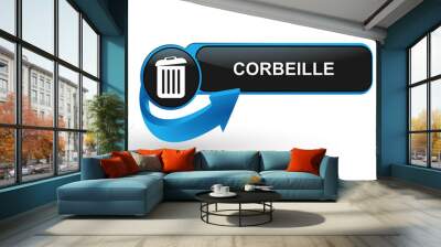 corbeille sur bouton web design bleu Wall mural