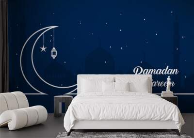 eid mubatak moon and star ramadan kareem banner, background Wall mural