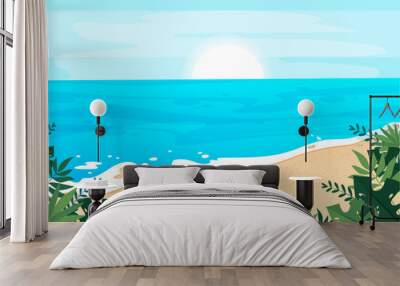 flat beach landscape summer background Wall mural