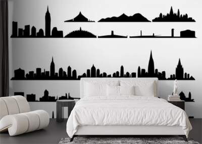 flat design cities-range silhouette collection Wall mural