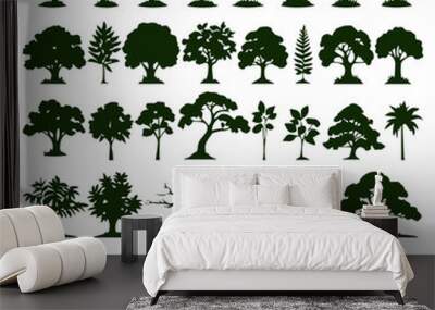 flat design plant and tree silhouette collection Wall mural