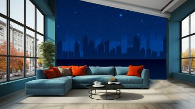 gradient city skylines at night background Wall mural