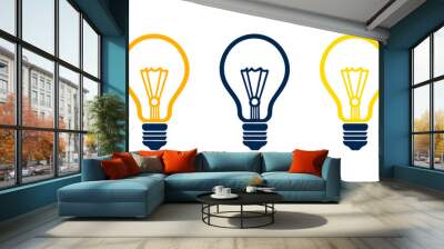 set of three light bulb represent effective business idea concept design vector Wall mural