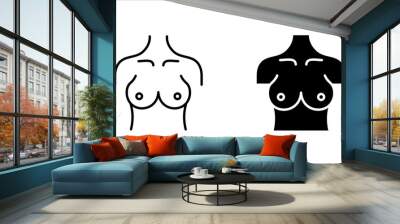 Boob vector icon set, breast symbol. Modern, vector illustration on white background Wall mural