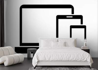 Device Icons of responsive design for presentation, smartphone, tablet, laptop and desktop computer. Vector illustration on white background Wall mural