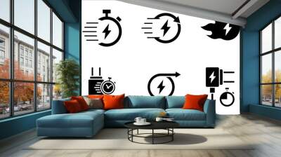 Fast charging linear icon. Quick charge technology, vector illustration on white background Wall mural