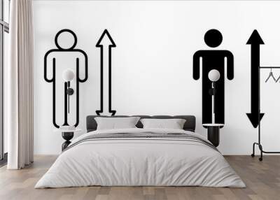 human measures height icon set, scale with man, thin line symbol vector illustration on white background Wall mural