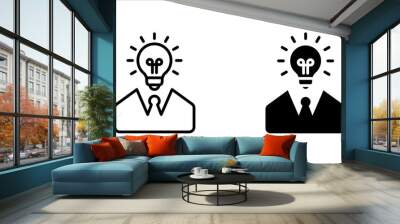 Man head light bulb icon in line style. vector illustration on white background Wall mural