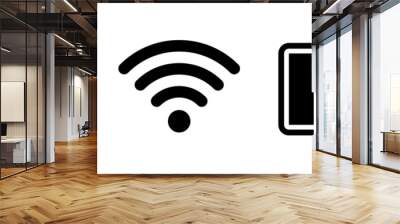 Set of status bar icon. Mobile phone system icons. Signal, wifi, and battery vector illustration on white background Wall mural