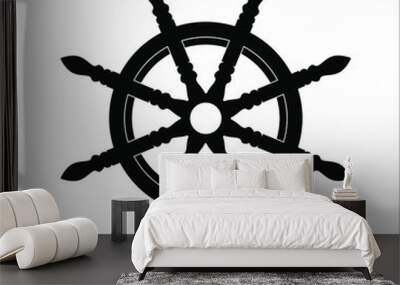 Steering Wheel Captain Boat Ship Yacht Compass Transport icon vector illustration on white background. eps 10 Wall mural