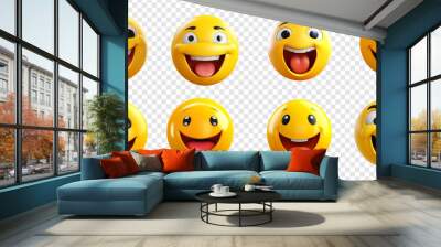 Elegant happy emoticon png collection Wall mural