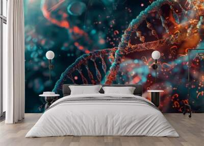 molecular structure of human DNA with technology theme background Wall mural