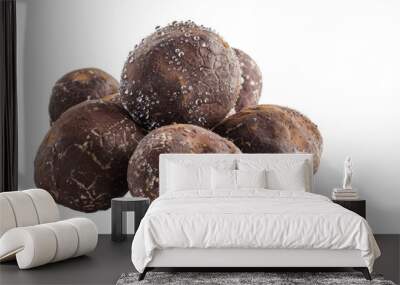 a brown balls pile of separated from white and transparent background Wall mural