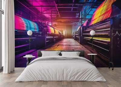 The futuristic modern printing press with printing machines at night Wall mural