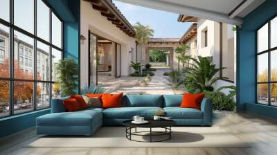 Stylish villa featuring a serene courtyard and luxurious finishes. Wall mural