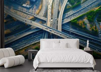 A Bird's Eye View of Multilevel Junction Ring Road Wall mural