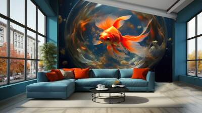 Elegant Goldfish in a Glass Bowl Wall mural