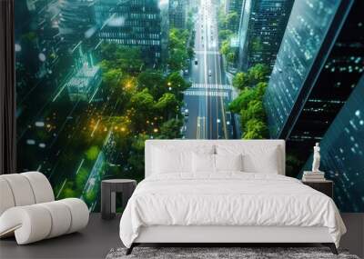 Sustainable Urban Vision: Eco-Friendly Cityscape Wall mural