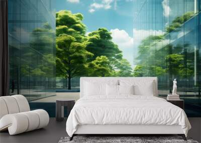 Urban Oasis: Trees by the Glass Office Wall mural