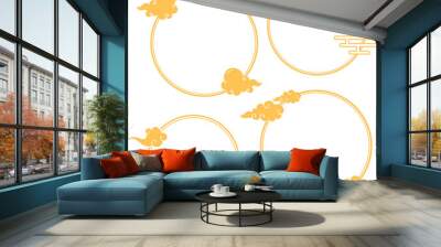 set of chinese traditional background with decorative frame and clouds Wall mural