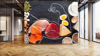 Composition with high protein food. Wall mural