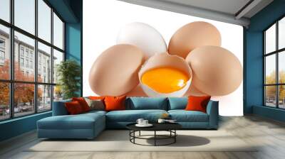 Eggs on white background Wall mural