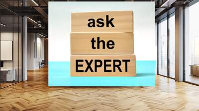 Ask the expert, text written on wooden block, life and business metaphor Wall mural