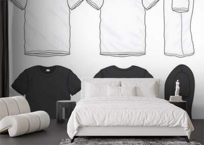 Black White T-Shirt Design Template Wall mural