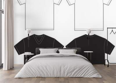 Black White V-Neck Shirt Design Template For Men Wall mural