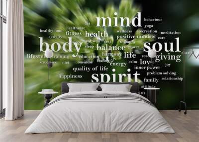 Body Mind Soul Spirit, Motivational Words Quotes Concept Wall mural