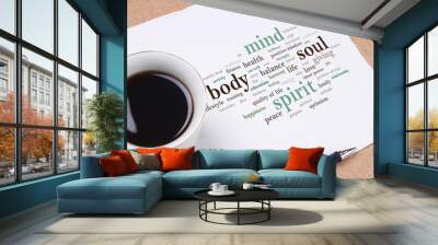 Body Mind Soul Spirit, Motivational Words Quotes Concept Wall mural