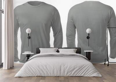 Gray Long Sleeved Shirt Design Template Wall mural