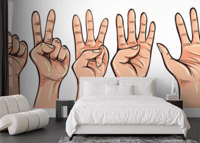 Hand Gesture Doodle Vector Illustration Wall mural