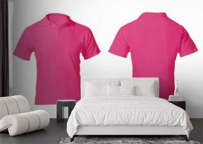 Men's Blank Pink Polo Shirt Template Wall mural