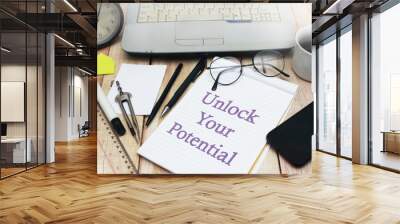 Unlock Your Potential, Motivational Inspirational Quotes Wall mural