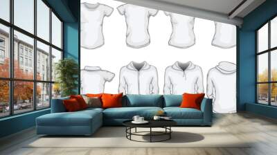 vector illustration of female blank shirts template in white Wall mural