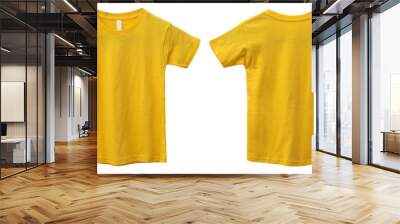 Yellow kids t-shirt mock up, front and back view, isolated. Plain light blue shirt mockup. Tshirt design template Wall mural