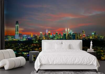 Kuala Lumpur Cityscape Skyline During Sunset.Federal Territory.Malaysia. Wall mural