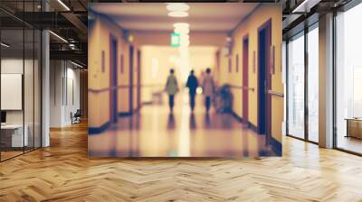 Doctor in hospital corridor - Unfocused background - Generative ai Wall mural