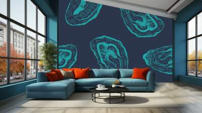 Oysters vintage vector pattern. Wall mural