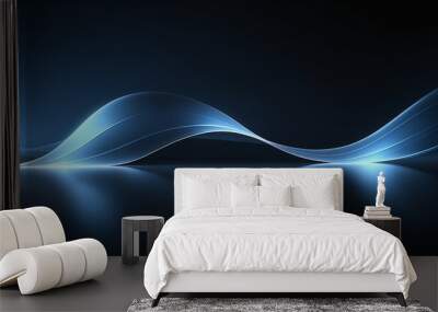 Wavy Flowing Blue Glowing Abstract Futuristic Dynamic Ethereal Background Wallpaper Wall mural