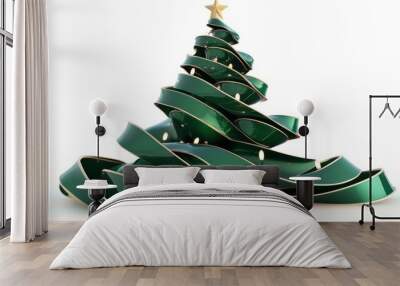 3d christmas tree isolated on white Wall mural