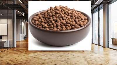 a bowl of cat food isolated on white Wall mural