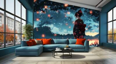 Anime style minimal background Wall mural