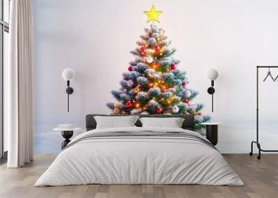 christmas tree with colourful ornaments Wall mural