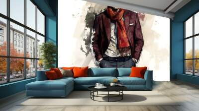 fashion man sketch illustration Wall mural