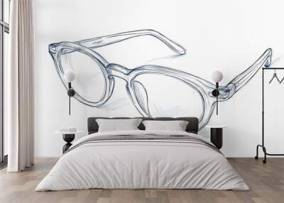 outline of goggles, eyeglass isolated background Wall mural